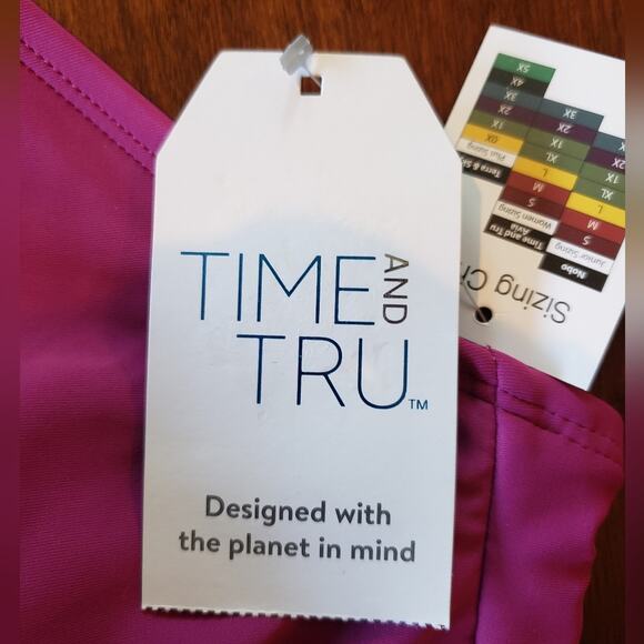 Time and Tru NWT swim suit magenta and floral removable pads mid rise bikini 3X - Picture 9 of 14